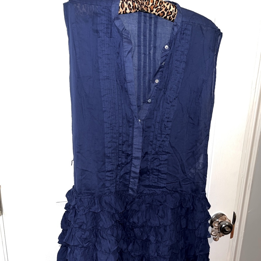 Zara navy ruffle cover-up